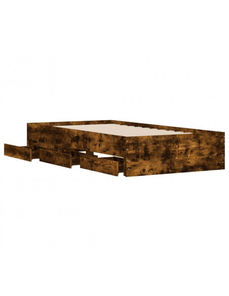 Giroletto con Cassetti Rovere Fumo 90x200 cm Legno Multistrato