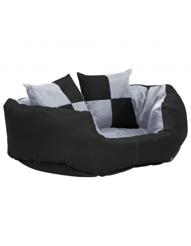 Cuscino per Cani Reversibile e Lavabile Grigio Nero 65x50x20 cm