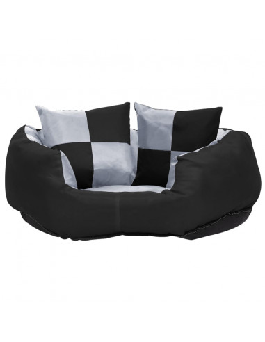 Cuscino per Cani Reversibile e Lavabile Grigio Nero 65x50x20 cm