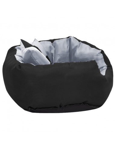 Cuscino per Cani Reversibile e Lavabile Grigio Nero 65x50x20 cm