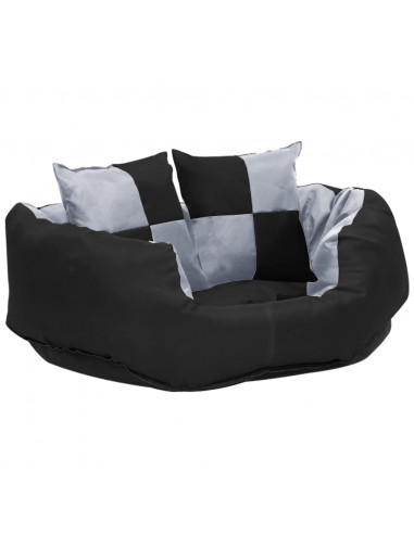Cuscino per Cani Reversibile e Lavabile Grigio Nero 65x50x20 cm