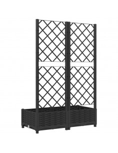 Fioriera da Giardino con Graticcio Nero 80x40x121,5 cm in PP