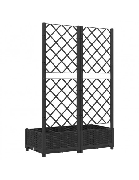 Fioriera da Giardino con Graticcio Nero 80x40x121,5 cm in PP