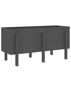 Fioriera Rialzata da Giardino Grigia 121x50x57 cm Massello Pino