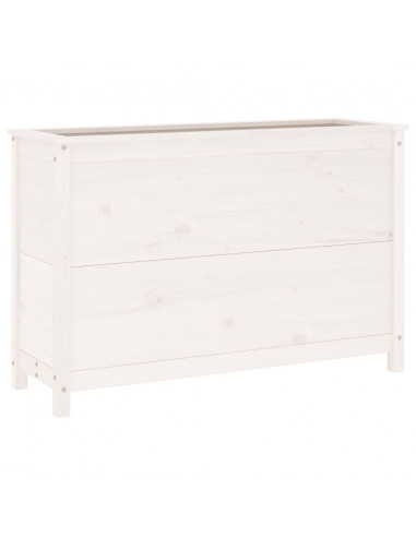 Fioriera Rialzata Giardino Bianca 119,5x40x78 cm Massello Pino