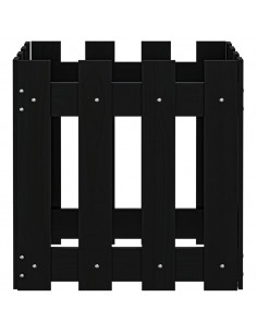 Fioriera Giardino a Recinzione Nera 40x40x40 cm Massello Pino