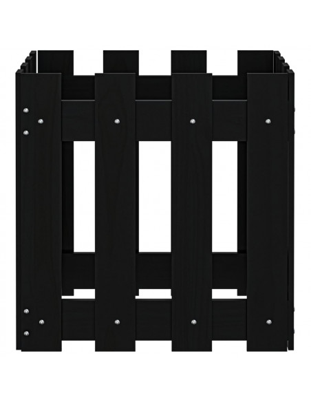 Fioriera Giardino a Recinzione Nera 40x40x40 cm Massello Pino