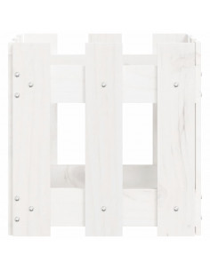 Fioriera Giardino a Recinzione Bianco 30x30x30 cm Massello Pino