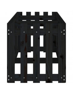 Fioriera Giardino a Recinzione Nera 200x50x50cm Massello Pino