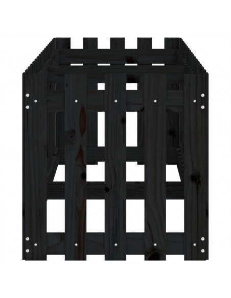 Fioriera Giardino a Recinzione Nera 200x50x50cm Massello Pino