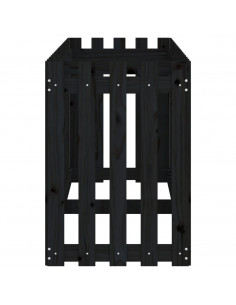 Fioriera Giardino a Recinzione Nera 200x50x70cm Massello Pino