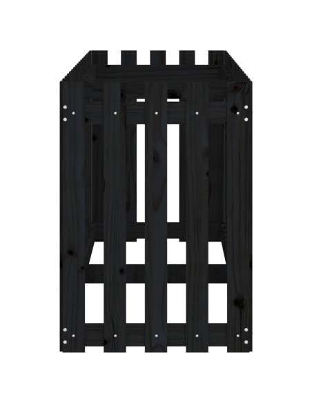 Fioriera Giardino a Recinzione Nera 200x50x70cm Massello Pino