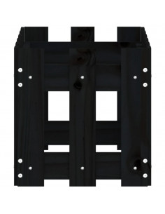 Fioriera Giardino a Recinzione Nera 60x30x30 cm Massello Pino