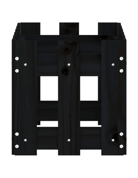 Fioriera Giardino a Recinzione Nera 60x30x30 cm Massello Pino