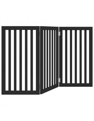 Cancello per Cani Pieghevole 3 Pannelli Nero 150cm Legno Pioppo
