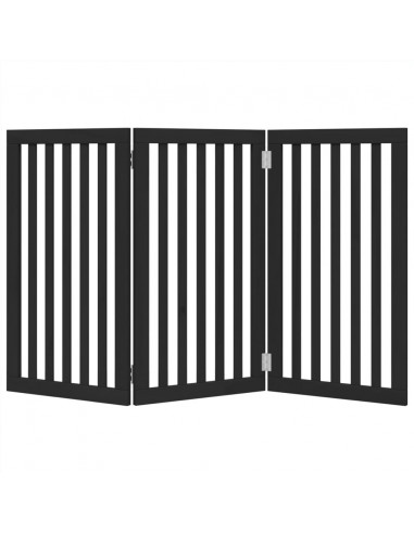 Cancello per Cani Pieghevole 3 Pannelli Nero 150cm Legno Pioppo