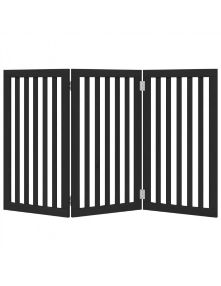 Cancello per Cani Pieghevole 3 Pannelli Nero 150cm Legno Pioppo