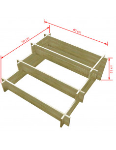 Fioriera a 3 Livelli 90x90x35 cm in Legno Impregnato