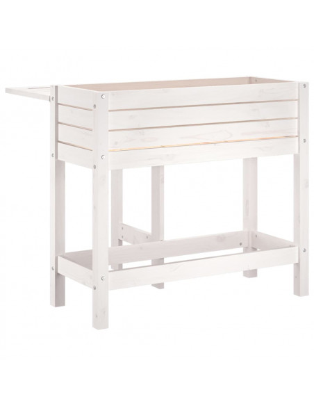 Fioriera Giardino Piano Pieghevole Bianco Legno Massello Pino
