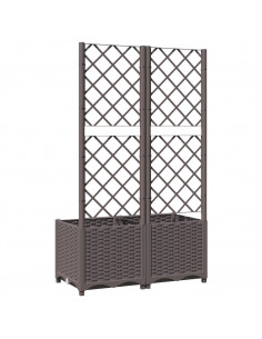 Fioriera da Giardino con Graticcio Marrone 80x40x136 cm in PP