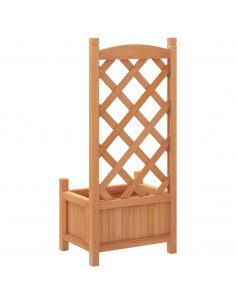 Fioriera con Traliccio Marrone in Legno Massello di Abete