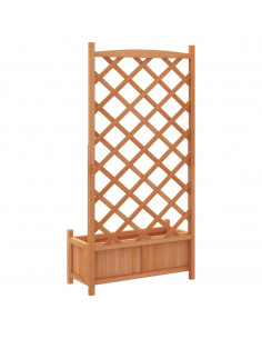 Fioriera con Traliccio Marrone in Legno Massello di Abete