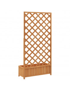 Fioriera con Traliccio Marrone in Legno Massello di Abete