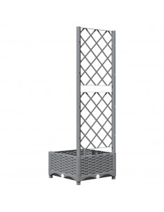 Fioriera da Giardino e Graticcio Grigio Chiaro 40x40x121,5cm PP