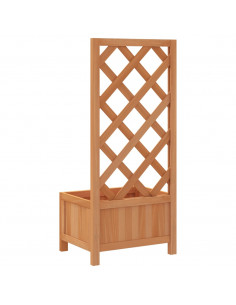 Fioriera con Traliccio Marrone in Legno Massello di Abete