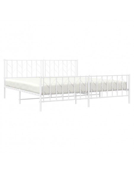Giroletto con Testiera e Pediera Metallo Bianco 193x203 cm