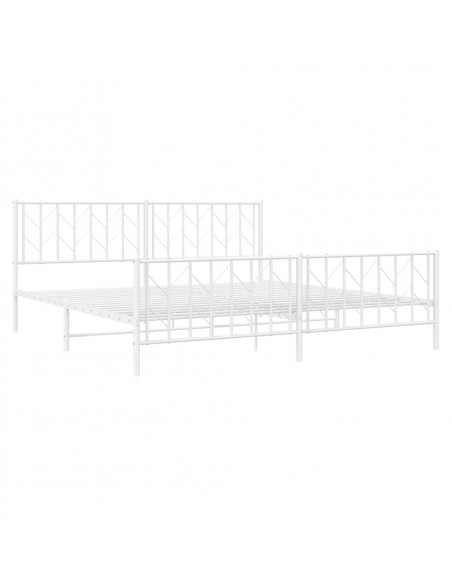 Giroletto con Testiera e Pediera Metallo Bianco 193x203 cm