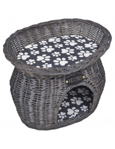 Albero per Gatti in Salice Casetta/Cuccia/Palo Tiragraffi con Cuscino 2