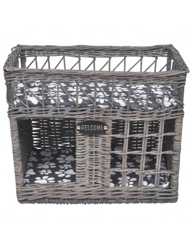 Albero Gatti in Salice Casetta/Cuccia/Tiragraffi con Cuscino Quadrato