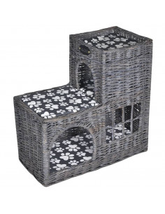 Albero Gatti in Salice Casetta/Cuccia/Castello/Tiragraffi con Cuscino 2