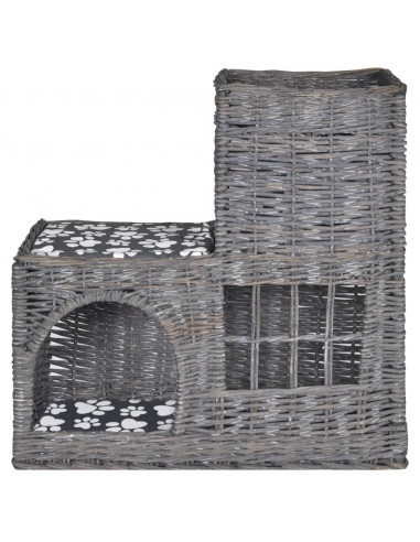 Albero Gatti in Salice Casetta/Cuccia/Castello/Tiragraffi con Cuscino