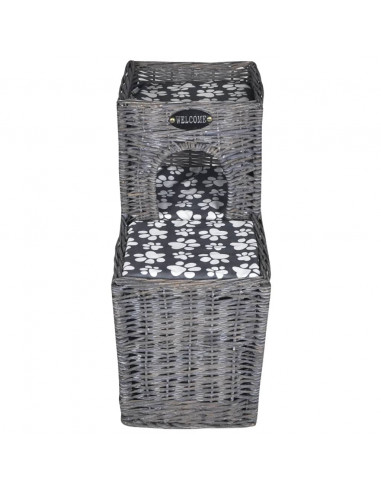 Albero Gatti in Salice Casetta/Cuccia/Castello/Tiragraffi con Cuscino