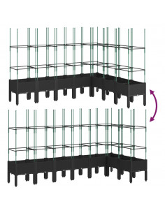 Fioriera da Giardino con Traliccio Nera 200x160x142,5 cm in PP