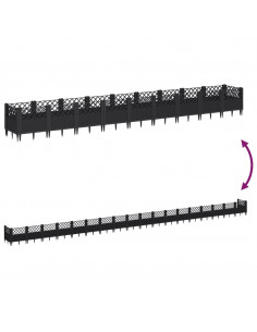 Fioriera da Giardino con Picchetti Nera 363,5x43,5x43,5 cm PP