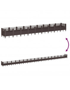 Fioriera da Giardino con Picchetti Marrone 363,5x43,5x43,5cm PP