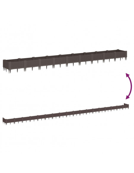 Fioriera da Giardino con Picchetti Marrone 362,5x42,5x28,5cm PP