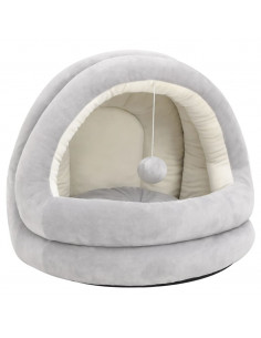 Letto per Gatti 50x50x45 cm Grigio e Crema