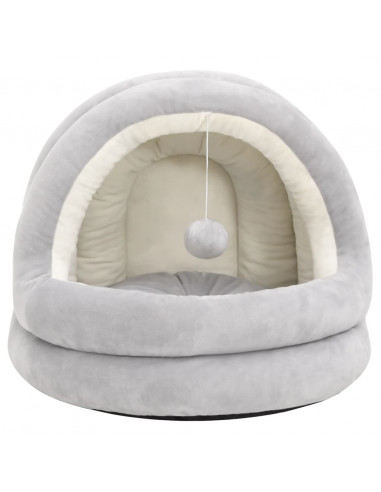 Letto per Gatti 50x50x45 cm Grigio e Crema