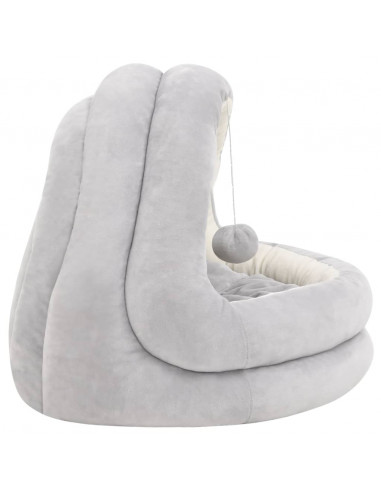 Letto per Gatti 50x50x45 cm Grigio e Crema