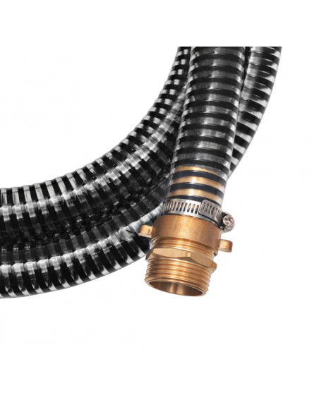 Tubo di Aspirazione con Connettori in Ottone 7 m 25 mm Nero
