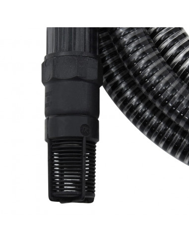 Tubo di Aspirazione con Raccordi in Ottone Nero 1" 10 m PVC