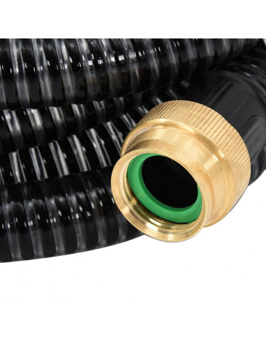 Tubo di Aspirazione con Raccordi in Ottone Nero 1,1" 20 m PVC