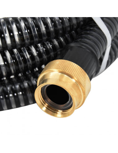 Tubo di Aspirazione con Raccordi in Ottone Nero 1,1" 20 m PVC