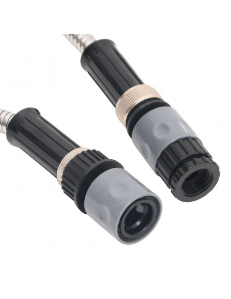 Tubo da Giardino con Ugello Spray Argento 0,6" 15 m in Acciaio
