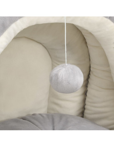 Letto per Gatti 40x40x35 cm Grigio e Crema