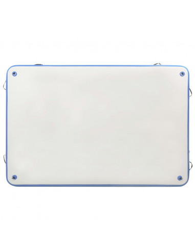 Tappeto Galleggiante Gonfiabile Blu e Bianco 300x150x15 cm